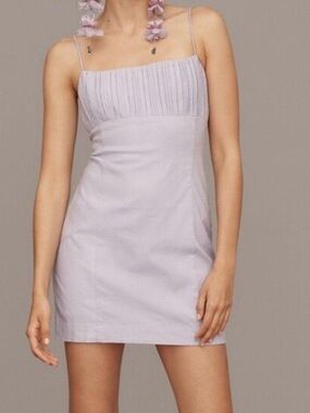 Anthropologie Maeve Ophelia Linen Lilac Mini Dress